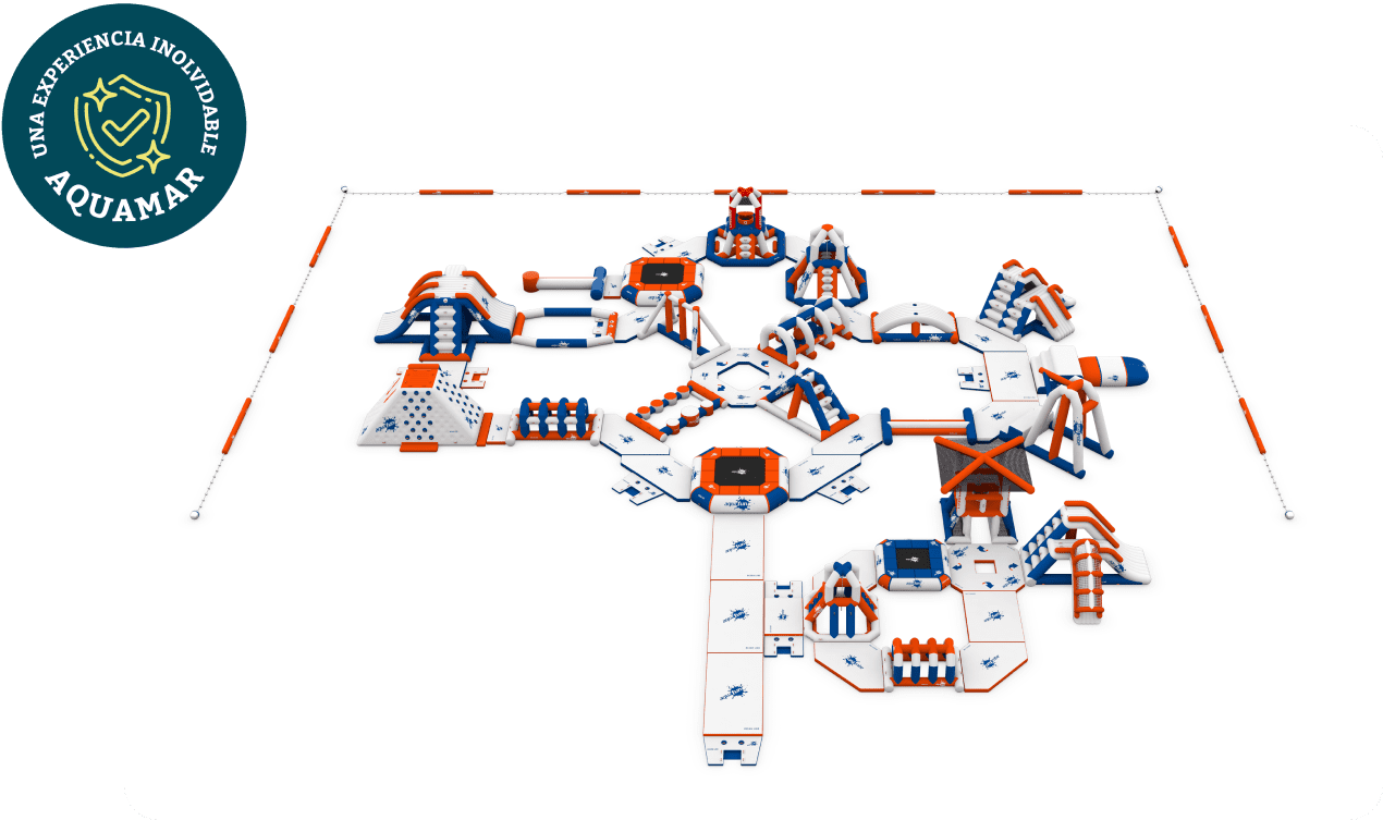 esquema de juego acuático blanco, rojo y azul